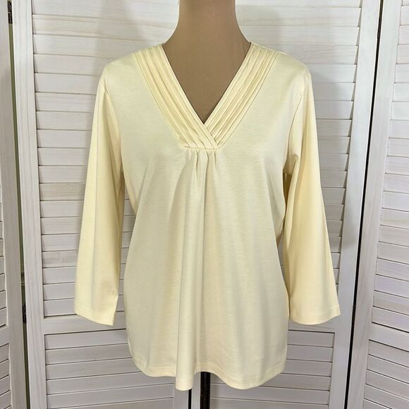 L.L. Bean Top Size Large Supima Cotton Yellow NWOT - Picture 2 of 11